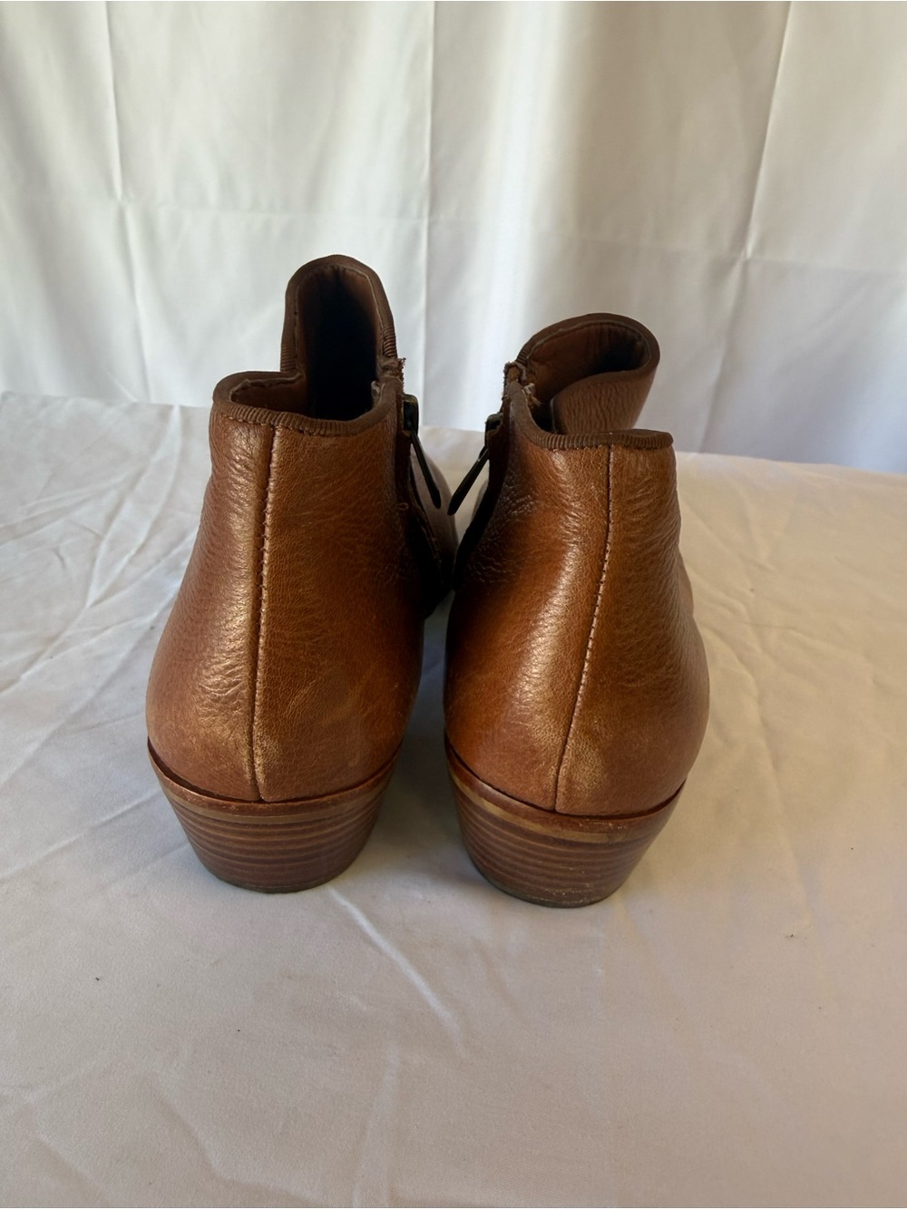 Sam Edelman Petty 7.5 womens ankle boots bootie chestnut leather side zipper - Picture 3 of 4
